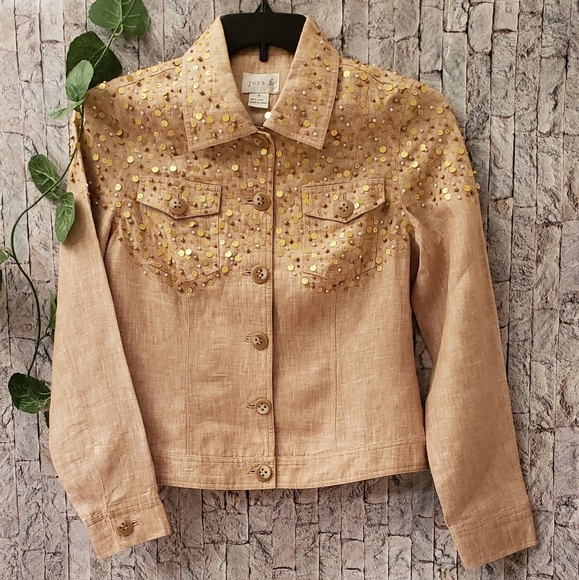 Just B Linen Sequined Jacket,Size S - Picture 1 of 10